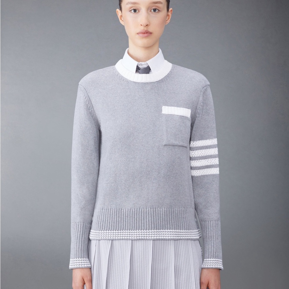 Thom Browne 4 Bar Stripe Cotton Jumper